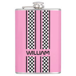 Aangepaste roze & zwart Race Sport Stripe Heupfles