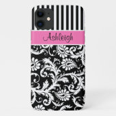 Aangepaste roze, zwart, witte, gestreept masker Case-Mate iPhone case (Achterkant)