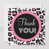 Aangepaste roze zwarte en witte Cheetah afdrukken Bedankkaart (Voorkant)
