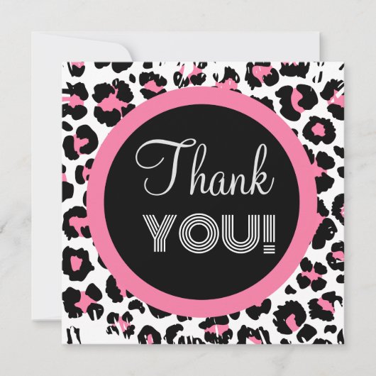 Aangepaste roze zwarte en witte Cheetah afdrukken Bedankkaart (Voorkant)