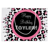 Aangepaste roze zwarte en witte Cheetah afdrukken Groot Cadeauzakje (Achterkant)