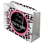 Aangepaste roze zwarte en witte Cheetah afdrukken Groot Cadeauzakje (Achterkant Gekanteld)