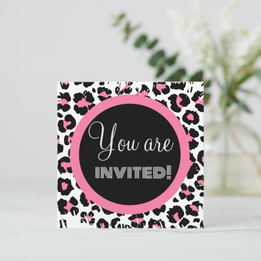 Aangepaste roze zwarte en witte Cheetah afdrukken Kaart (Staand voorkant)