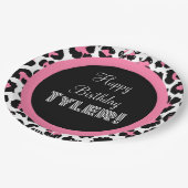 Aangepaste roze zwarte en witte Cheetah afdrukken Papieren Bordje (Gekanteld)