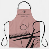 Aangepaste Roze Zwarte Logo Motto Hair Tools Schort (Voorkant)
