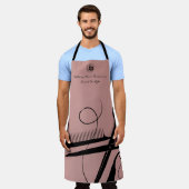 Aangepaste Roze Zwarte Logo Motto Hair Tools Schort (Gedragen)