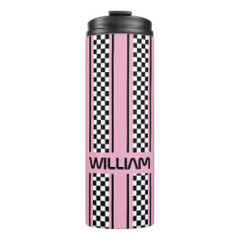 Aangepaste Roze Zwarte Race Sport Streep Thermosbeker