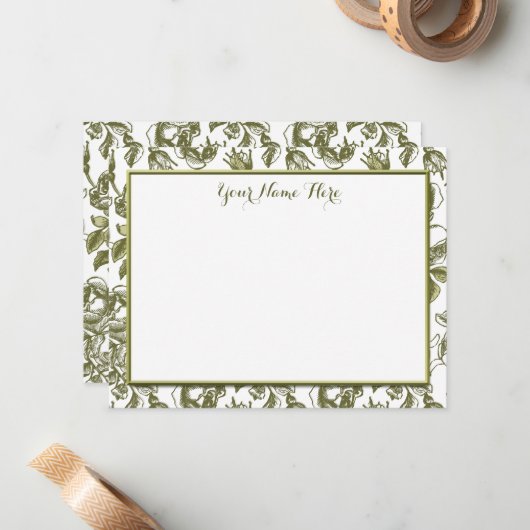 Aangepaste  Rozen Floral-platte briefkaart (Voorkant / Achterkant in situ)