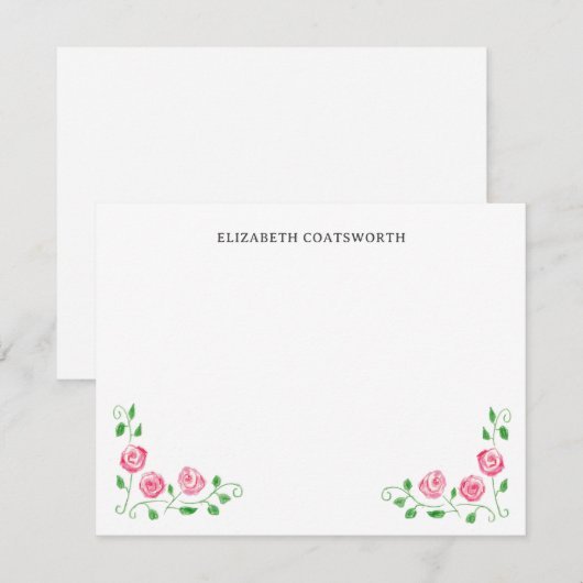 Aangepaste Rozen met handbediening,  Notitiekaartje (Voorkant / Achterkant)