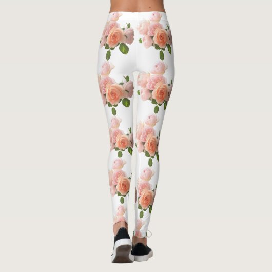 Aangepaste Rozen Modern Elegant Trendy Sjabloon Leggings (Achterkant)