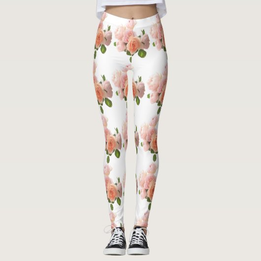 Aangepaste Rozen Modern Elegant Trendy Sjabloon Leggings (Voorkant)