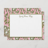 Aangepaste Rozen op licht roze bloemig Notitiekaartje (Voorkant / Achterkant)