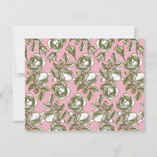 Aangepaste Rozen op licht roze bloemig Notitiekaartje (Achterkant)