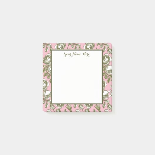 Aangepaste  Rozen op lichte roze Florale sticks Post-it® Notes (Voorkant)