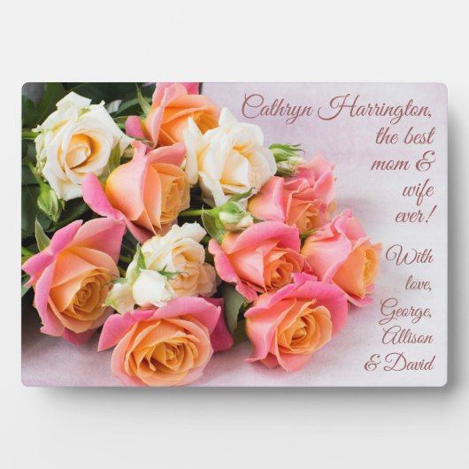 Aangepaste Rozen plaquette Fotoplaat (voorkant)