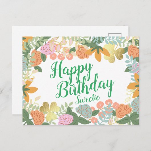 Aangepaste Rozen van de lente Briefkaart (Voorkant / Achterkant)