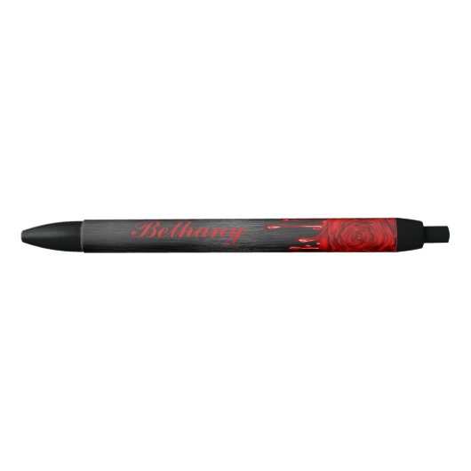 Aangepaste Rozen voor schijven Pens Rood Zwarte Inkt Pen (Voorkant)