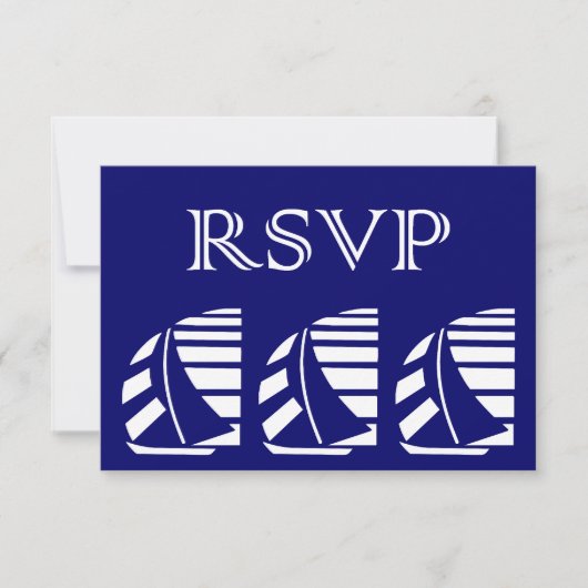 Aangepaste RSVP-blauw-witte zeilbootreactie Kaart (Voorkant)