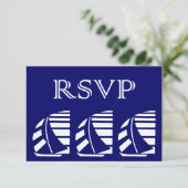 Aangepaste RSVP-blauw-witte zeilbootreactie Kaart (Staand voorkant)