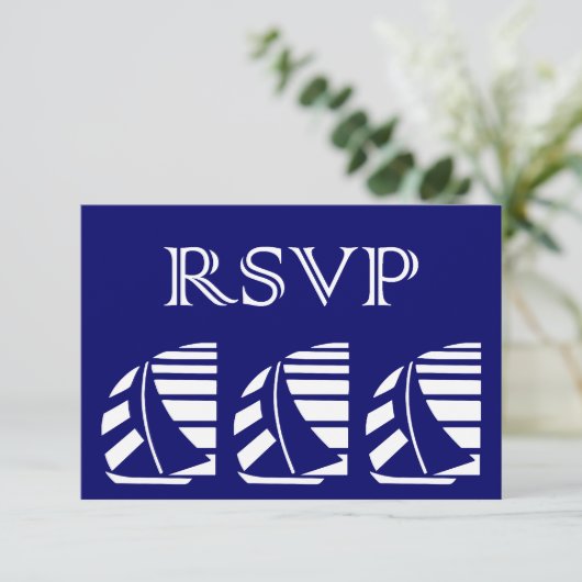 Aangepaste RSVP-blauw-witte zeilbootreactie Kaart (Staand voorkant)