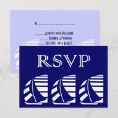 Aangepaste RSVP-blauw-witte zeilbootreactie Kaart (Voorkant / Achterkant)