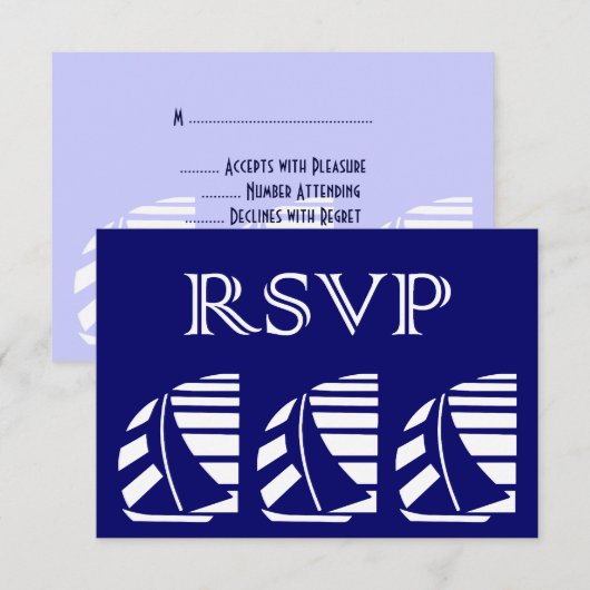 Aangepaste RSVP-blauw-witte zeilbootreactie Kaart (Voorkant / Achterkant)