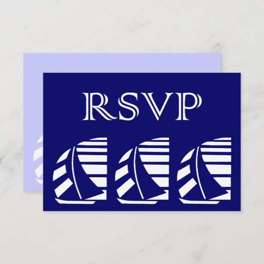 Aangepaste RSVP Blue White-zeilboot Kaart (Voorkant / Achterkant)