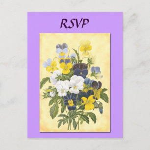 Aangepaste RSVP botanische viooltjes ansichtkaart Uitnodiging Briefkaart