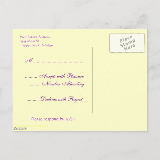 Aangepaste RSVP botanische viooltjes ansichtkaart Uitnodiging Briefkaart (Achterkant)