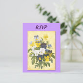 Aangepaste RSVP botanische viooltjes ansichtkaart Uitnodiging Briefkaart (Staand voorkant)