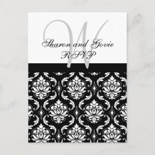 Aangepaste RSVP Damask bruiloft Briefkaart