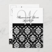 Aangepaste RSVP Damask bruiloft Briefkaart (Voorkant / Achterkant)