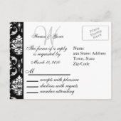 Aangepaste RSVP Damask bruiloft Briefkaart (Achterkant)