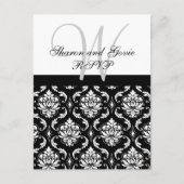 Aangepaste RSVP Damask bruiloft Briefkaart (Voorkant)