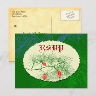 Aangepaste RSVP Holiday Green Pine Briefkaart