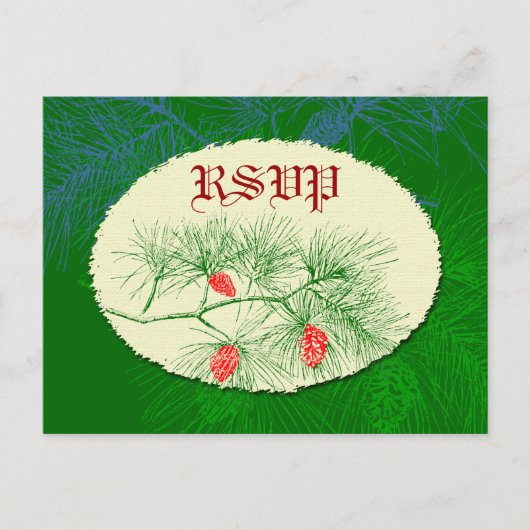 Aangepaste RSVP Holiday Green Pine Briefkaart (Voorkant)