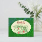 Aangepaste RSVP Holiday Green Pine Briefkaart (Staand voorkant)
