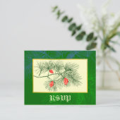 Aangepaste RSVP Holiday Green Pine Briefkaart (Staand voorkant)