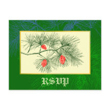 Aangepaste RSVP Holiday Green Pine Briefkaart