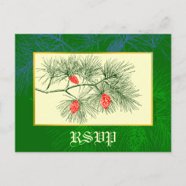 Aangepaste RSVP Holiday Green Pine Briefkaart