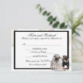 Aangepaste RSVP-kaarten voor pug Weddenschap RSVP Kaartje (Staand voorkant)
