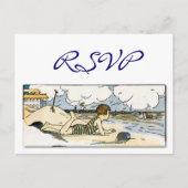 Aangepaste RSVP Kind op het strand  Kunst Briefkaa Uitnodiging Briefkaart (Voorkant)