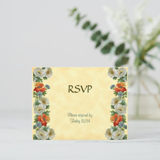 Aangepaste RSVP Poppies Cornflowers Briefkaart (Staand voorkant)