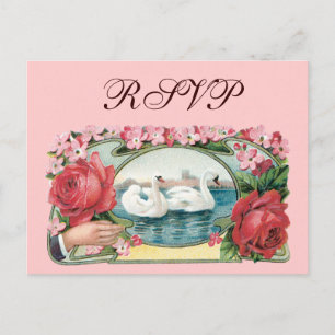 Aangepaste RSVP-Rozen en zwanen Briefkaart