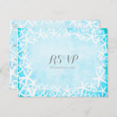 Aangepaste RSVP van gekleurde Starfish Aqua Blue P Uitnodiging Briefkaart (Voorkant / Achterkant)