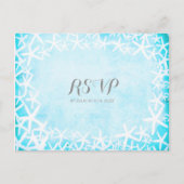 Aangepaste RSVP van gekleurde Starfish Aqua Blue P Uitnodiging Briefkaart (Voorkant)
