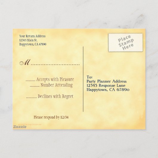 Aangepaste RSVP-Vintage 4 juli Briefkaart (Achterkant)