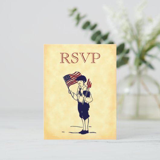 Aangepaste RSVP-Vintage 4 juli Briefkaart (Staand voorkant)