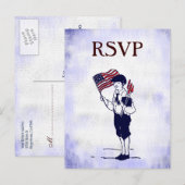 Aangepaste RSVP-Vintage 4 juli Briefkaart (Voorkant / Achterkant)