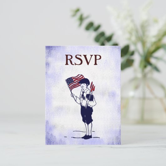 Aangepaste RSVP-Vintage 4 juli Briefkaart (Staand voorkant)